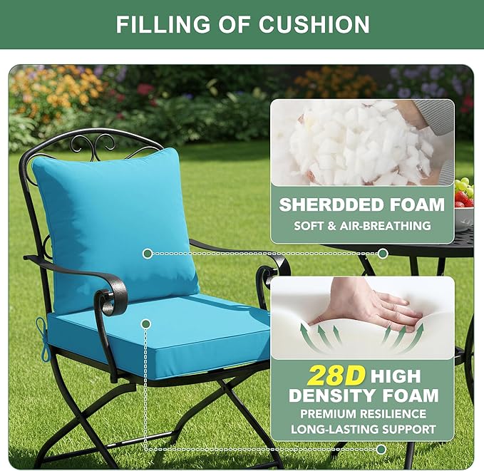 Summsun Outdoor Chair Cushions, Waterproof Backrest and Seat Cushion Set - Image 4