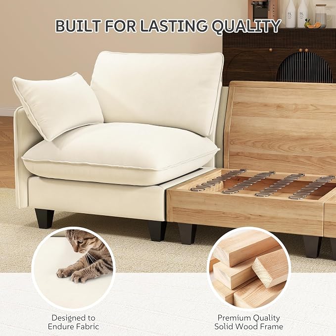 Ihanherry 139" U-Shaped Modular Sectional Couch, Oversized Cloud Sofa - Image 7