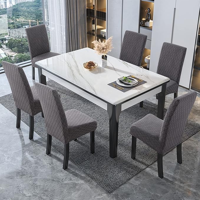 Genina Waterproof Chair Covers for Dining Room Set of 2, Stretch Jacquard - Image 6