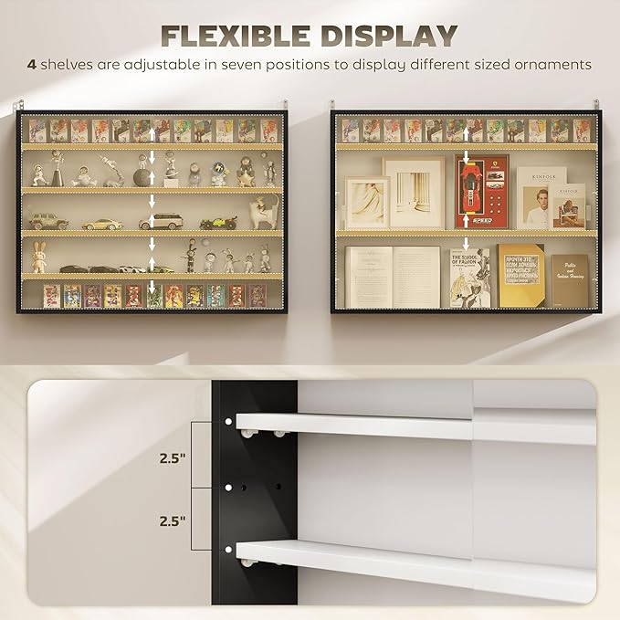 HOMCOM 5-Tier Display Cabinet, Glass Door Cabinet - Image 4