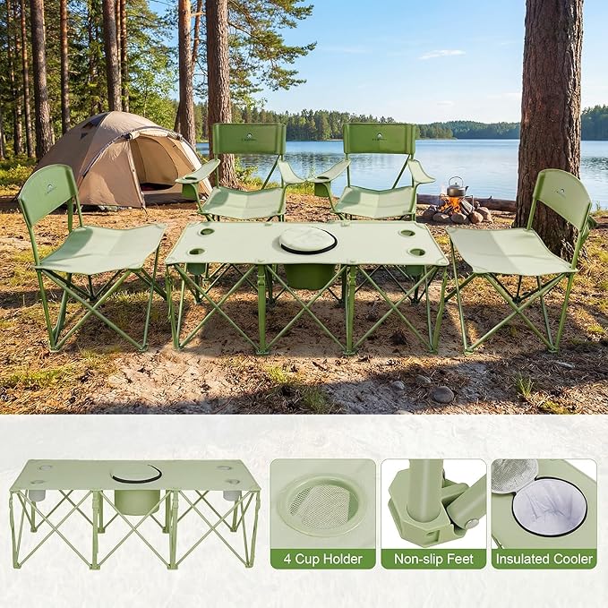Camping Chair Set of 3, Outdoor Folding Camping Chairs - Image 5