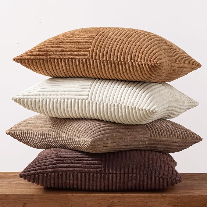 MIULEE Brown Throw Pillow Covers 18x18 Inch Set of 4 Boho Farmhouse Cushion - Image 5