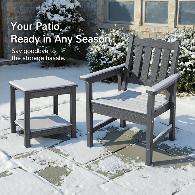 Stoog 3 Piece Outdoor Bench & Outdoor Chairs Set, All-Weather HIPS Patio - Image 8