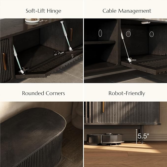 POVISON Fully-Assembled Mid Century Modern TV Stand - Image 4