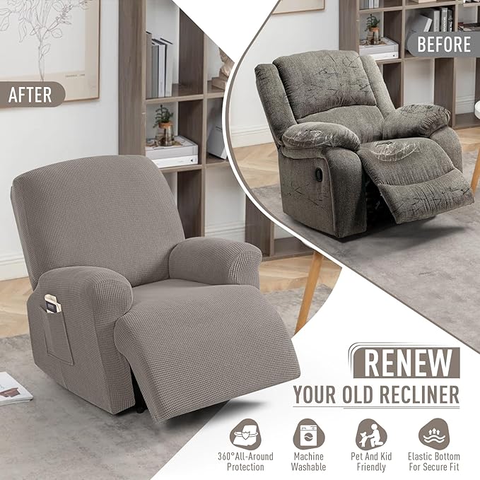 TAOCOCO Recliner Cover 4-Pieces, Recliner Stretch Sofa Slipcover, Recliner - Image 4
