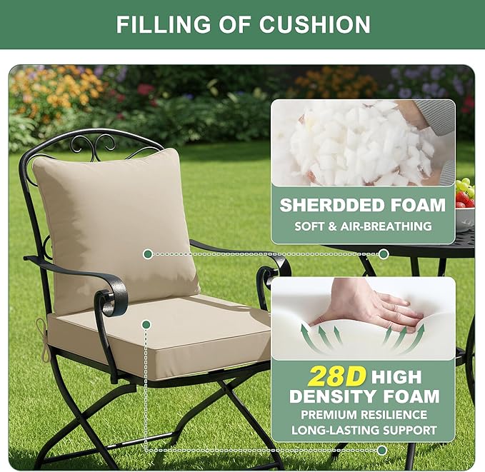 Summsun Outdoor Chair Cushions, Waterproof Backrest and Deep Seat Cushion Set - Image 4
