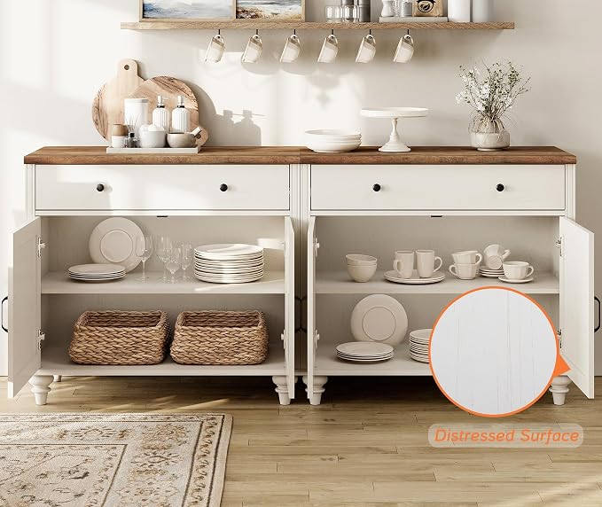 WAMAPT Buffet Cabinet with 6 Doors and 3 Drawers, Large Coffee Bar Table Wood - Image 4