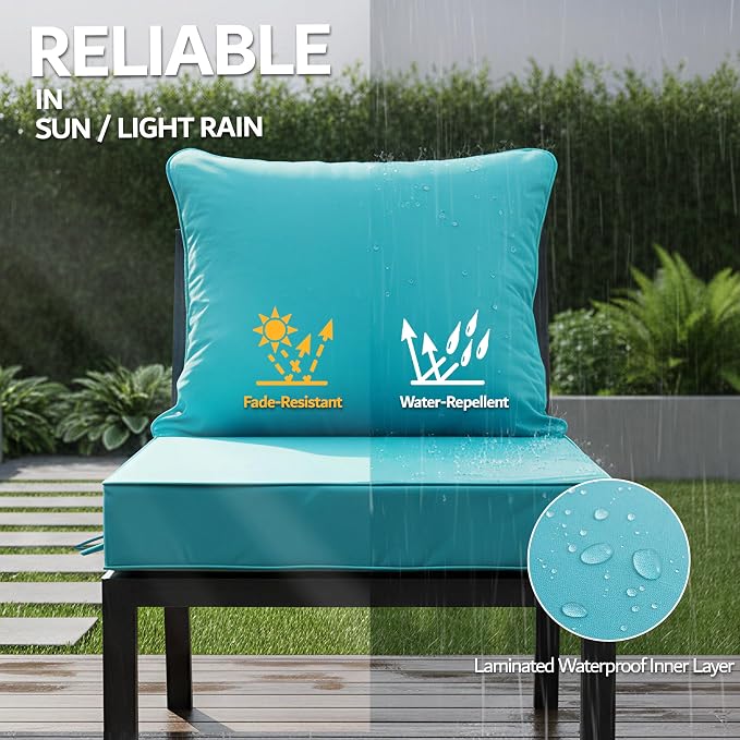 22x22 Inch Patio Chair Cushions Set of 2, Outdoor Furniture Cushions - Image 3