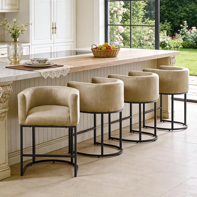 ClinQ 26" H Counter Height Bar Stools Set of 1, Modern Barrel Counter Stools - Image 9