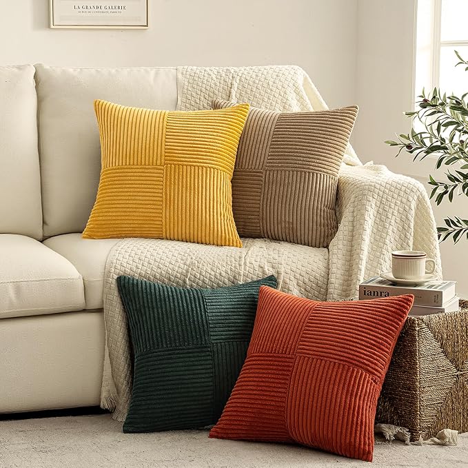 MIULEE Green Rust Throw Pillow Covers 18x18 Inch Set of 4 Boho Farmhouse Soft - Image 3