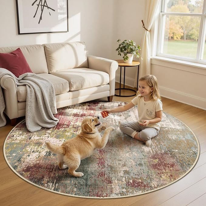 RELEANY Washable Area Rugs 6ft Non-Slip Modern Abstract Soft - Image 2