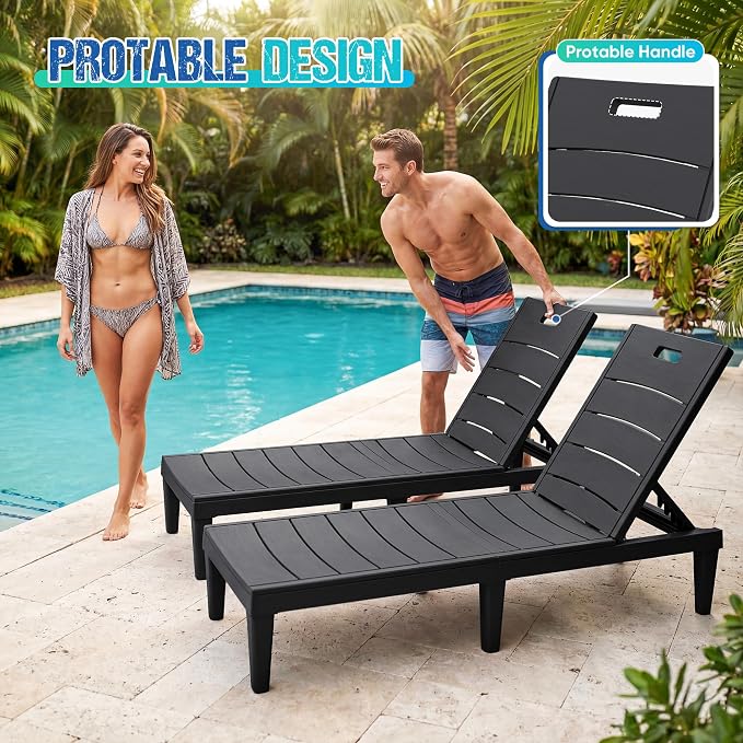 Greesum Outdoor Chaise Lounge Chair Set of 4, Waterproof 5-Position Adjustable - Image 5