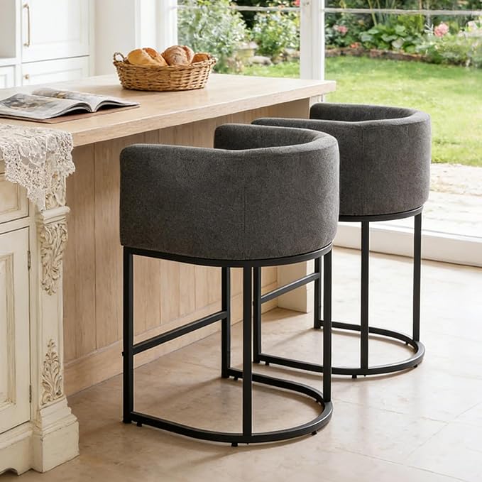 ClinQ 26" H Counter Height Bar Stools Set of 3, Modern Barrel Counter Stools - Image 6