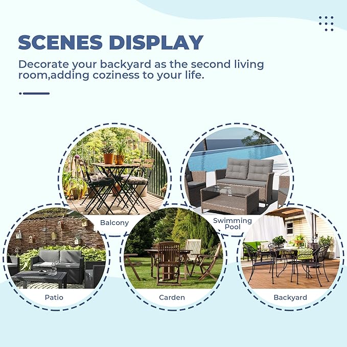 DANGHOOGY Wicker Chair Cushions, Waterproof Outdoor Loveseat Cushions - Image 7