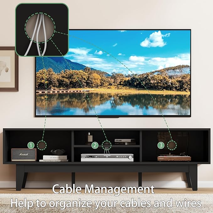 Fluted TV Stand for 55 65 Inch TV, Mid Century Modern Entertainment Center - Image 3