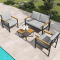 4-Piece Outdoor Patio Furniture Set, Metal Conversation Sofa Set by MASIONBACKYARDS