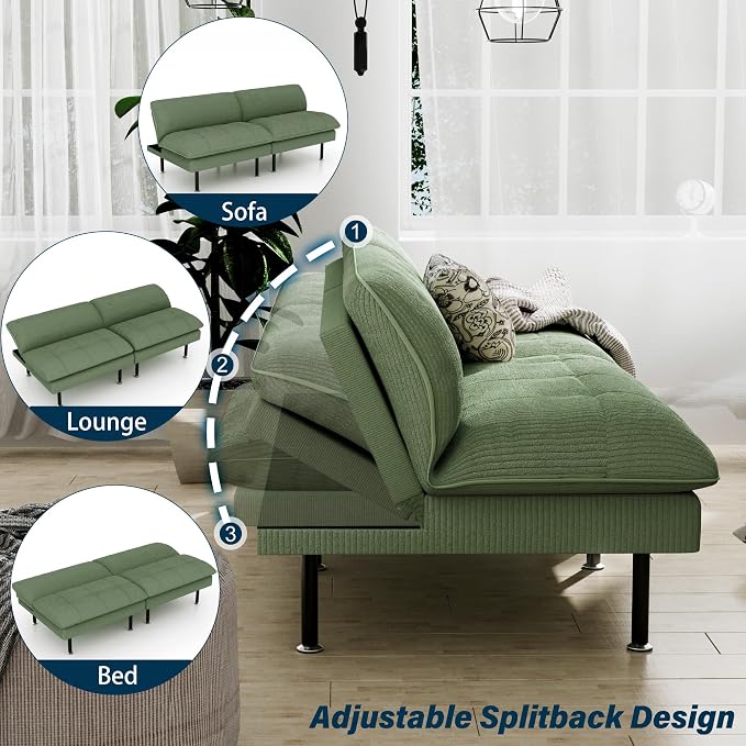 Ribilake 3 Sets 70" Futon Sofa Bed, 4 in 1 Multi-Function Couch Sleeper - Image 5