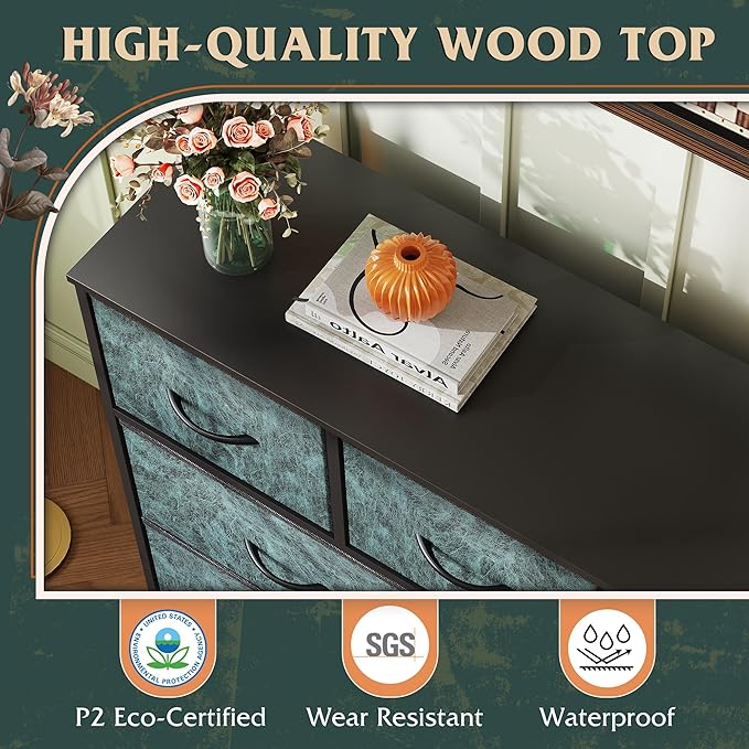 WLIVE 9 Drawer Dresser, Fabric Storage Tower - Image 6