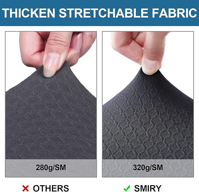 Smiry Waterproof Seat Covers for Dining Room Chairs Set of 2, Stretch Jacquard - Image 4