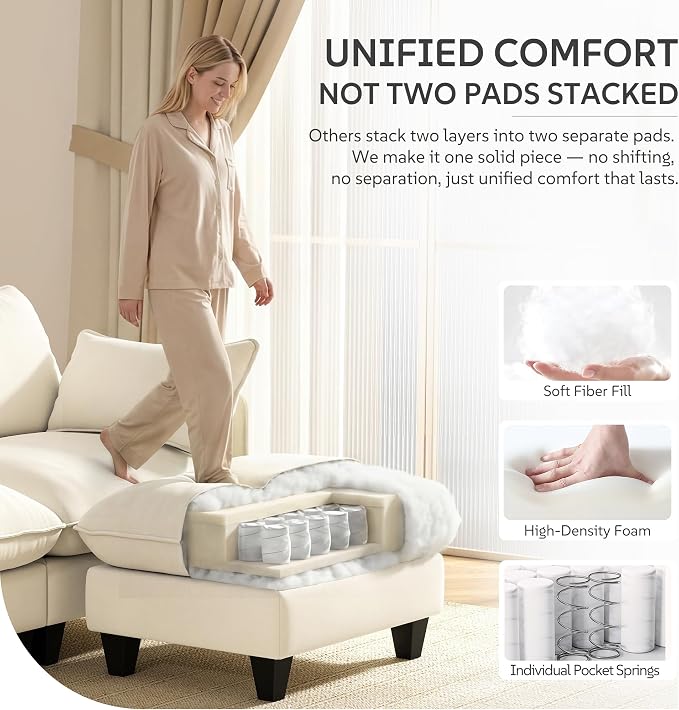 Ihanherry 107" Oversized V-Shaped Modular Sectional Sofa, Cloud Couch - Image 4