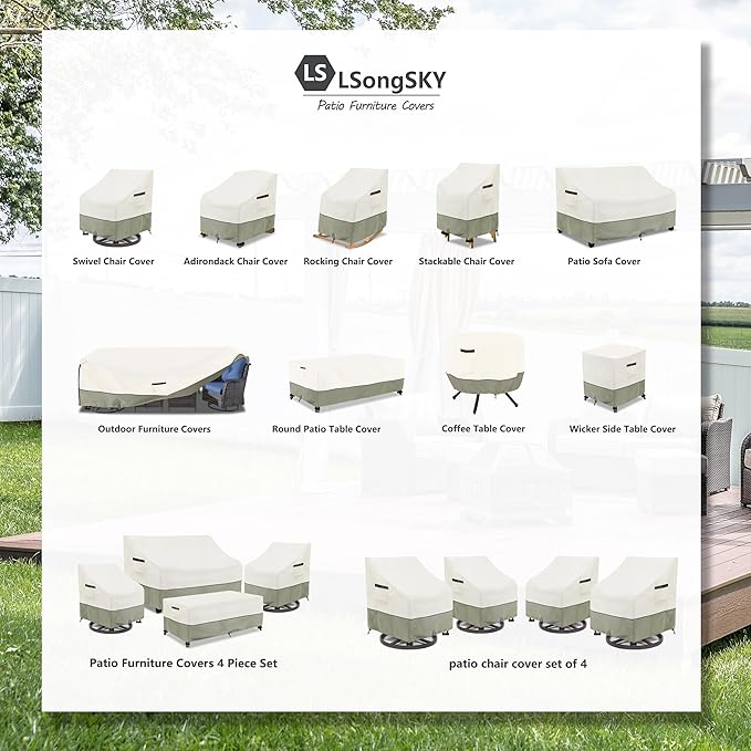 Patio 3-Seater Sofa Cover, Outdoor Couch Cover Fits up to 85W x 38D x 35H Inches - Image 2