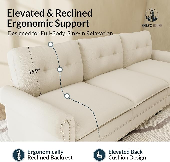 HERA'S HOUSE 73.2" Mid-Century Modern Loveseat, Oversized Sectional Couch - Image 9