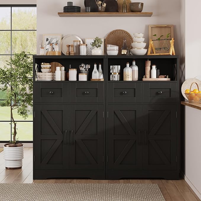Black Farmhouse Kitchen Pantry Cabinet - Image 5