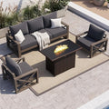 UDPATIO Aluminum Patio Furniture Set, Faux Wood Grain Modern Outdoor Furniture by UDPATIO