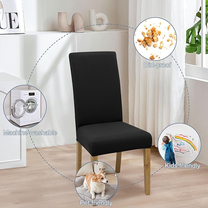 BIETYONE Stretch Dining Chair Covers Set of 8, Soft Removable Washable Kitchen - Image 6