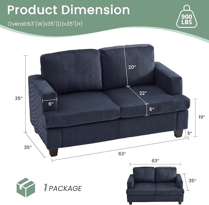 YOUDENOVA 2 Piece Set Comfy Sofa Couch, Loveseat Sofa * 2 - Image 2