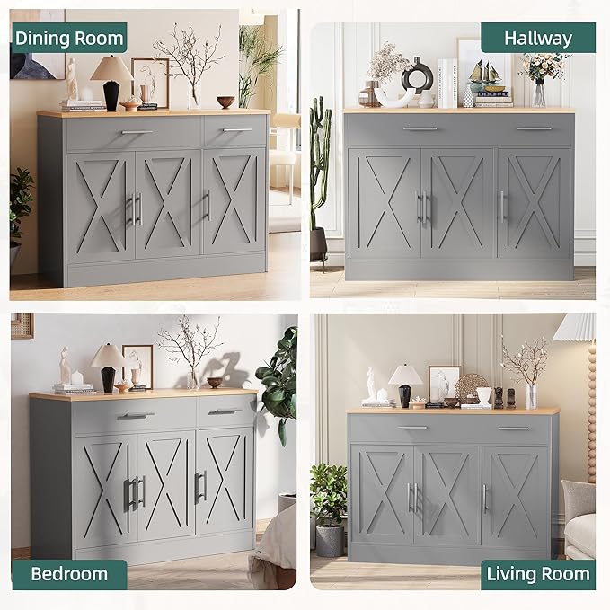 Shintenchi Modern Farmhouse Sideboard Buffet Cabinet - Image 4