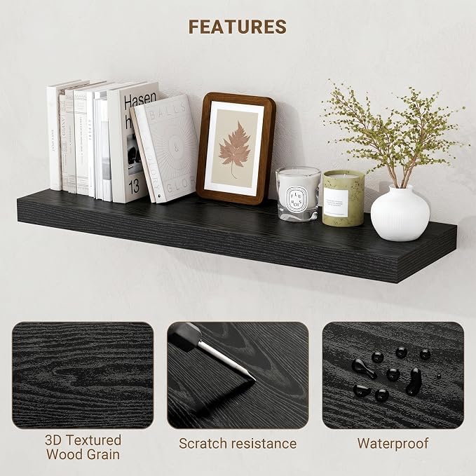 Acovy 16 Inch Floating Shelves, Wooden Shelves - Image 5