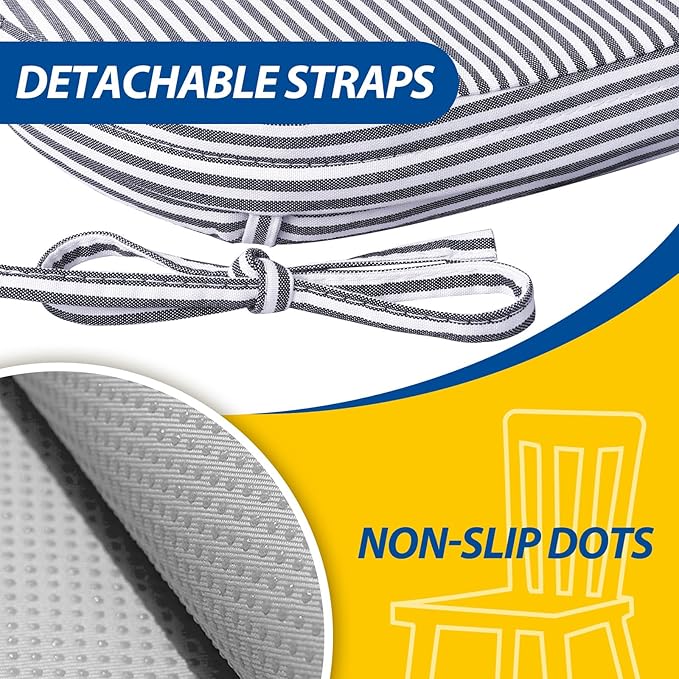 AAAAAcessories D-Shaped Chair Cushions, Featuring Ties and Removable, - Image 5