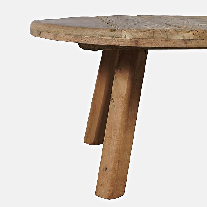 Jofran Reclamation 36" Round Rustic Reclaimed Solid Wood Coffee Table - Image 4