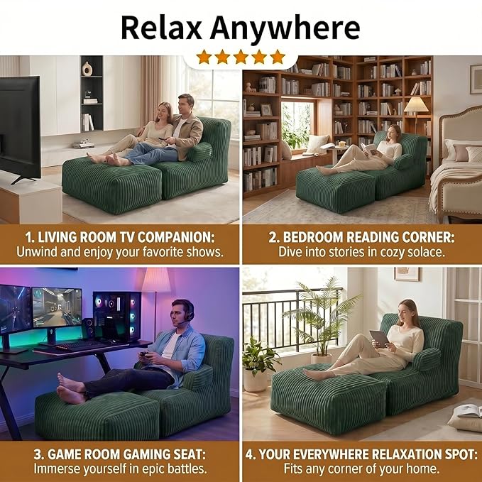 6FT Large Bean Bag Chair Lounger - Image 7