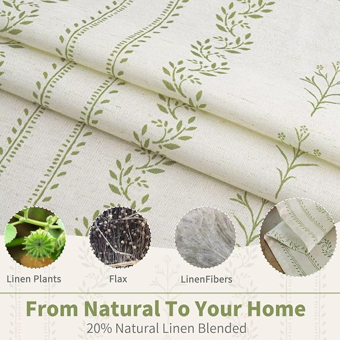 BGment Sage Green Curtains Spring Leaf Floral Print Cottage Core Botanical - Image 3