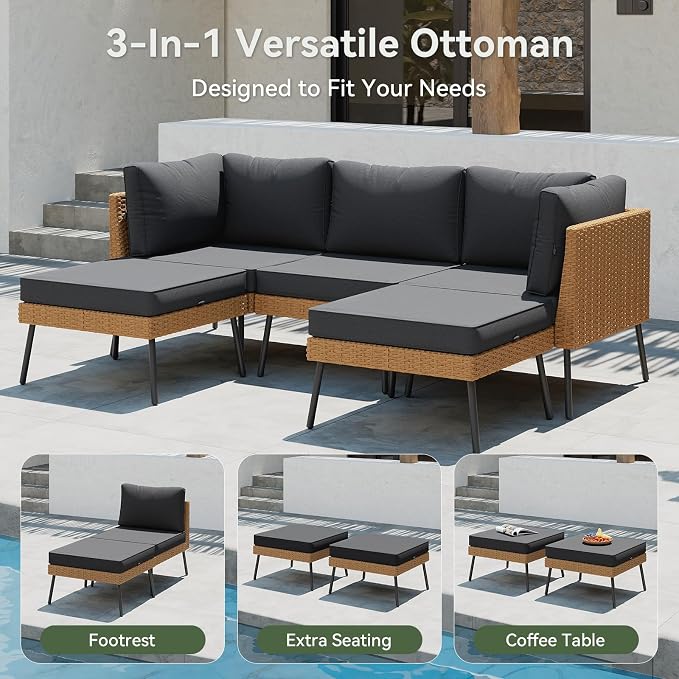 Aoxun 8 Piece Patio Furniture Set, 8 Seats Outdoor Sectional Sofas - Image 6