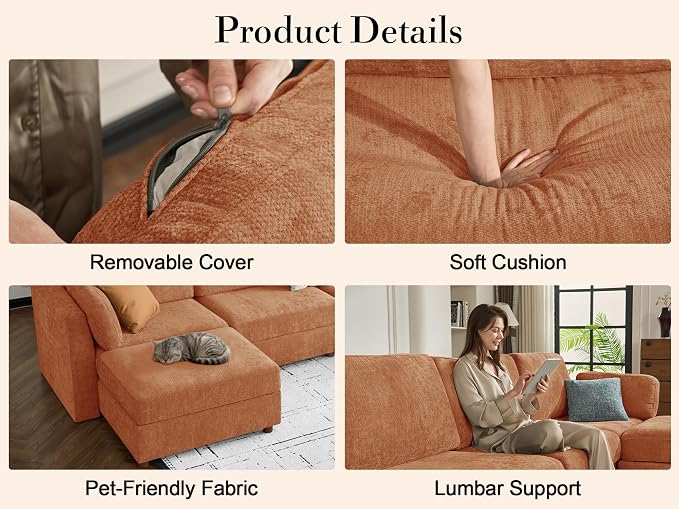 Oversized Modular Sectional Sofa, Solid Wood Frame Sofa, Removable Washable - Image 7