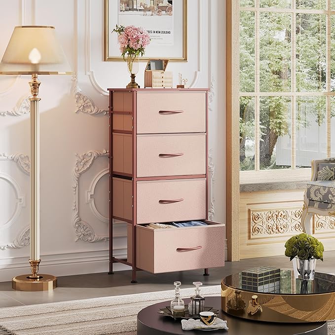 WLIVE 4 Drawers Dresser for Bedroom, Dresser for Hallway, Sturdy Steel Frame - Image 4