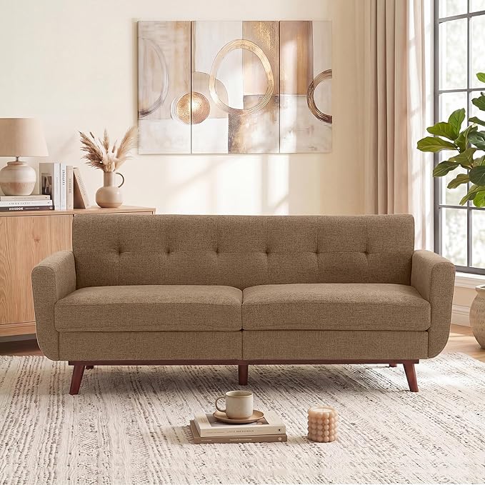 Kingfun 77.2" W Loveseat Sofa, Mid Century Modern Decor Love Seat Couches - Image 3