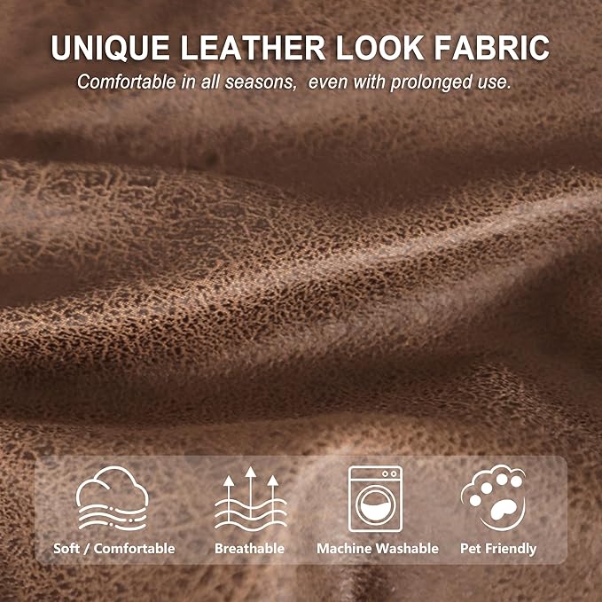 ANARACHON Leather Look Recliner Couch Cover, 8-Pieces Stretch Recliner Sofa - Image 5
