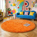 Amdrebio Orange Round Circle Rug 4Ft by Amdrebio