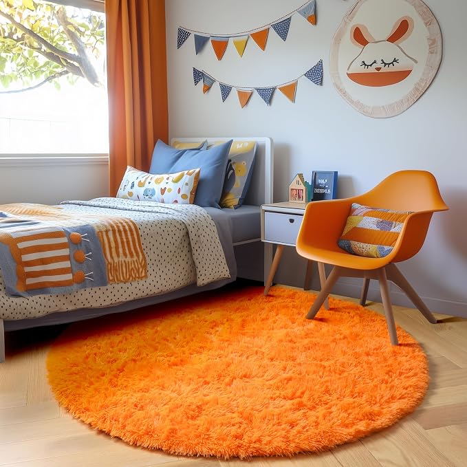 Amdrebio Orange Round Circle Rug 5Ft - Image 7
