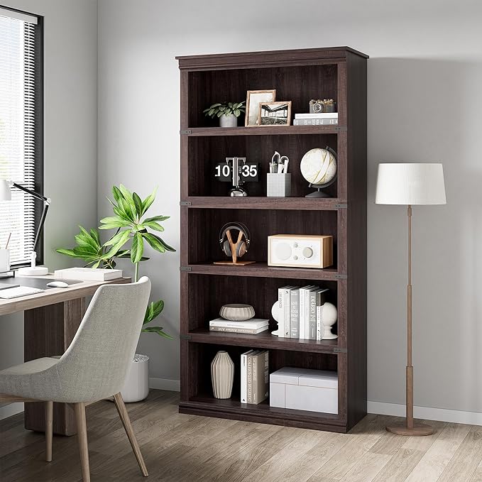 GarveeHome 5 Tier Farmhouse Bookcase, 67.4" Tall Book Shelf by GarveeHome