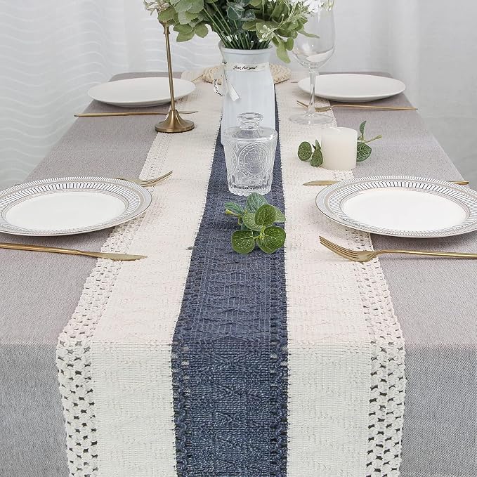 FEXIA Boho Blue Table Runner 90 Inches Long - Image 7