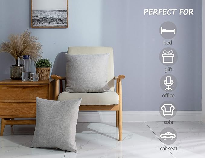Stellhome Burlap Throw Pillow Covers Square Solid Linen Decorative Cushion - Image 3