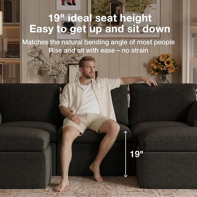 Novilla 133.8" Modular Cloud Couch, Modern Sectional Sofa - Image 14