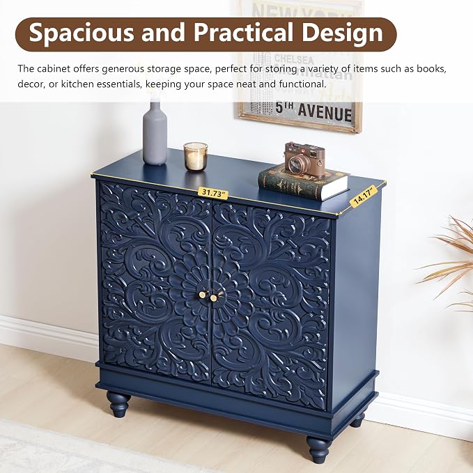 weselon Accent Cabinet Set of 2, Luxury Carving Board Buffet Cabinet - Image 5