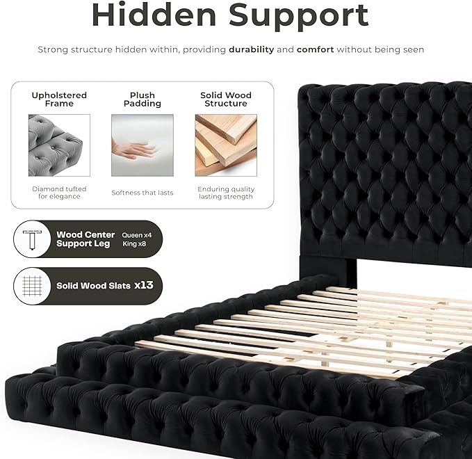 Furniture of America Sable Fabric Upholstered Step Up King-Size Platform Bed - Image 4