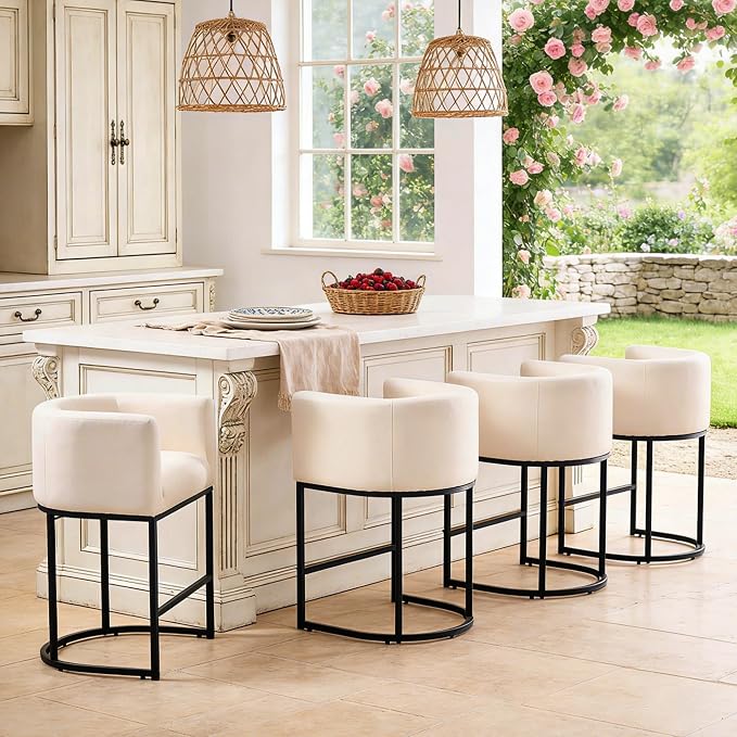 ClinQ 26" H Counter Height Bar Stools Set of 3, Modern Barrel Counter Stools - Image 6